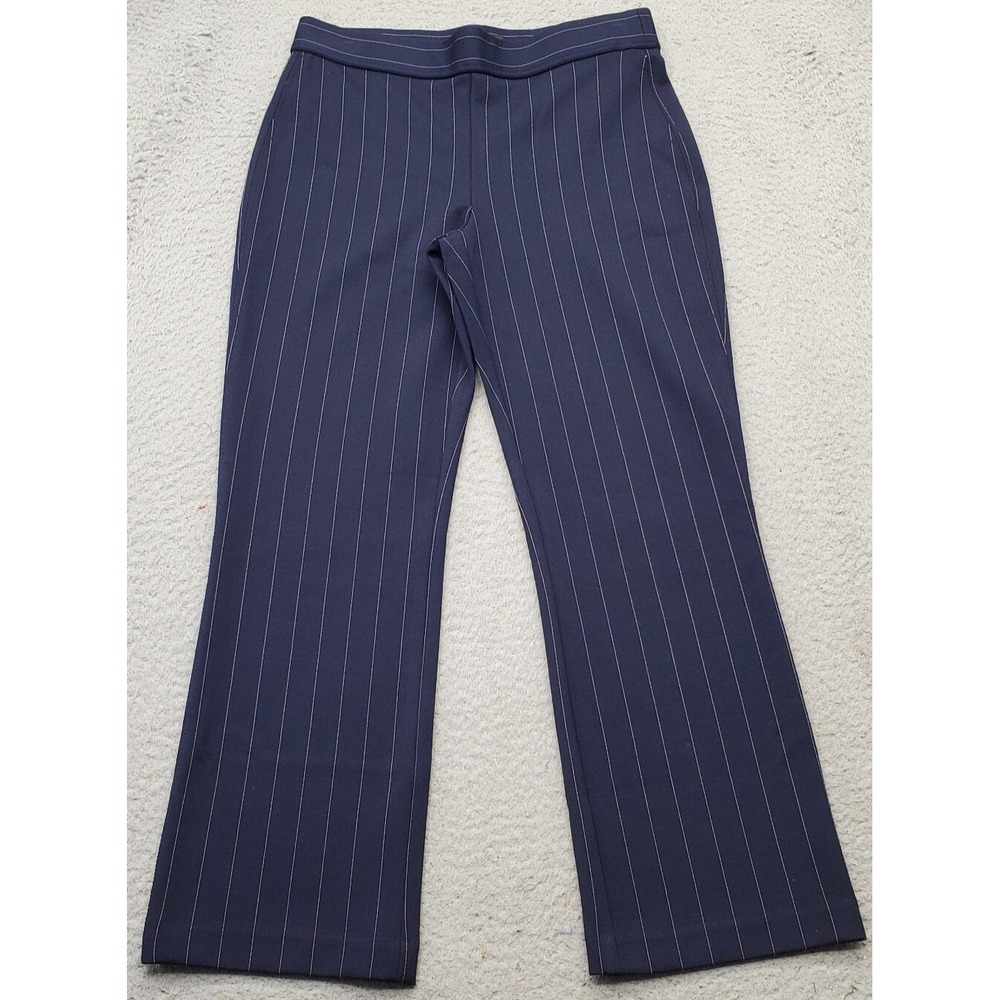 Jones & Co Dress‎ Pants Womens XS Multi Pinstripe Mid Rise Flare Mid Calf Ankle